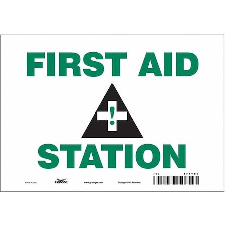 First Aid Station, 10 in W x 7 in H, Vertical Rectangle, Vinyl, 471T81