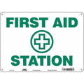First Aid Station, 14 in W x 10 in H, Horizontal Rectangle, Aluminum, 471T70