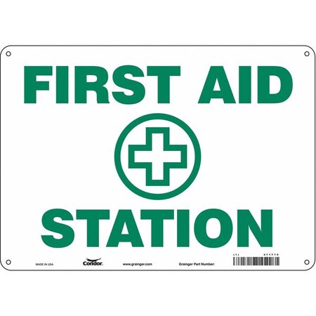 First Aid Station, 14 in W x 10 in H, Horizontal Rectangle, Aluminum, 471T70