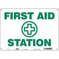 First Aid Station, 14 in W x 10 in H, Horizontal Rectangle, Polyethylene, 471T74