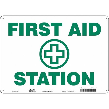 First Aid Station, 14 in W x 10 in H, Horizontal Rectangle, Polyethylene, 471T74