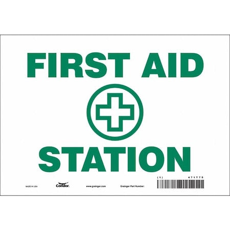 First Aid Station, 10 in W x 7 in H, Vertical Rectangle, Vinyl, 471T75
