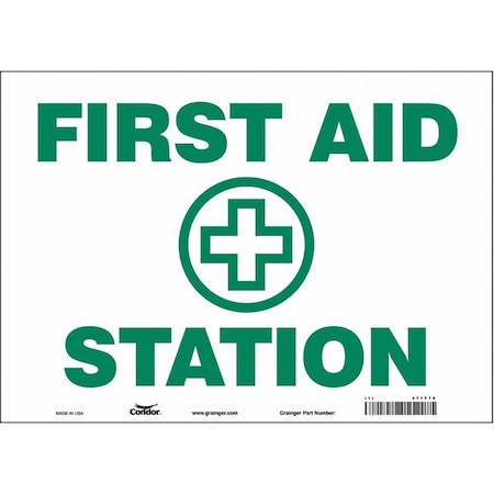 First Aid Station, 14 in W x 10 in H, Horizontal Rectangle, Vinyl, 471T76