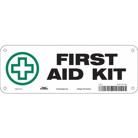 First Aid Kit, 10 in W x 3 1/2 in H, Vertical Rectangle, Vinyl, 471T10