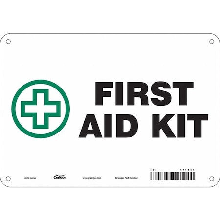 First Aid Kit, 10 in W x 7 in H, Vertical Rectangle, Aluminum, 471T14