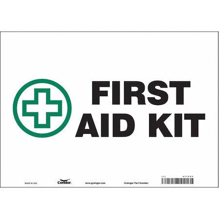 First Aid Kit, 14 in W x 10 in H, Horizontal Rectangle, Vinyl, 471T21