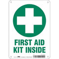 First Aid Kit Inside, 7 in W x 10 in H, Horizontal Rectangle, Aluminum, 471T22