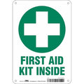 First Aid Kit Inside, 7 in W x 10 in H, Horizontal Rectangle, Vinyl, 471T27