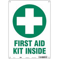 First Aid Kit Inside, 10 in W x 14 in H, Vertical Rectangle, Vinyl, 471T28