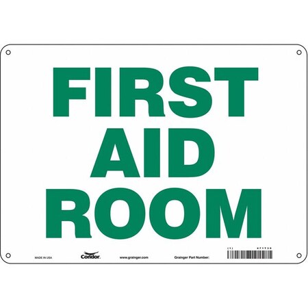 First Aid Room, 14 in W x 10 in H, Horizontal Rectangle, Aluminum, 471T30