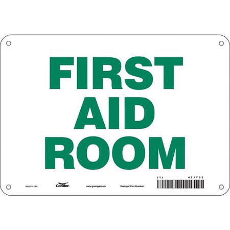First Aid Room, 10 in W x 7 in H, Vertical Rectangle, Polyethylene, 471T32