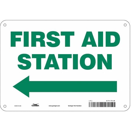 First Aid Station, 10 in W x 7 in H, Vertical Rectangle, Aluminum, 471T36