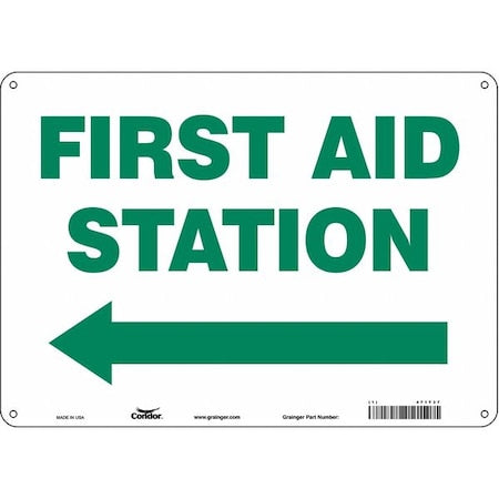 First Aid Station, 14 in W x 10 in H, Horizontal Rectangle, Aluminum, 471T37