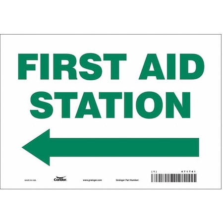 First Aid Station, 10 in W x 7 in H, Vertical Rectangle, Vinyl, 471T41
