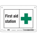 First Aid Station, 7 in W x 5 in H, Horizontal Rectangle, Aluminum, 471T43