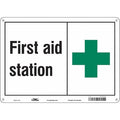 First Aid Station, 14 in W x 10 in H, Horizontal Rectangle, Aluminum, 471T45