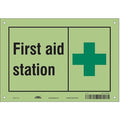 First Aid Station, 10 in W x 7 in H, Vertical Rectangle, Glow Vinyl, 471T46