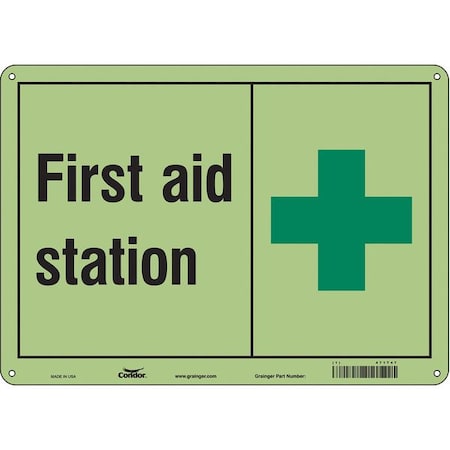 First Aid Station, 14 in W x 10 in H, Horizontal Rectangle, Glow Vinyl, 471T47