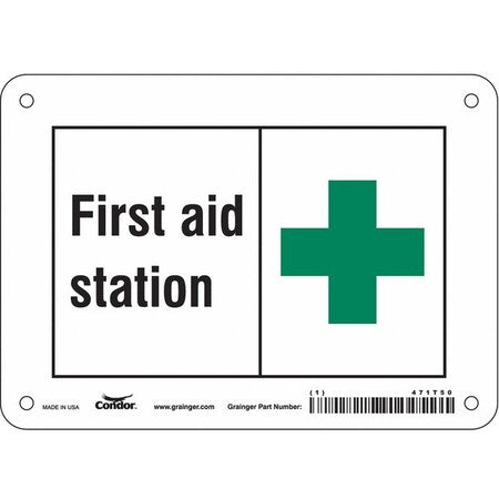 First Aid Station, 7 in W x 5 in H, Horizontal Rectangle, Polyethylene, 471T50