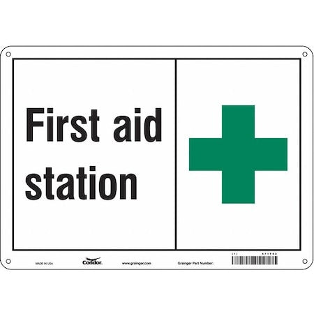 First Aid Station, 14 in W x 10 in H, Horizontal Rectangle, Polyethylene, 471T52