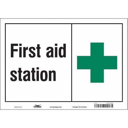 First Aid Station, 14 in W x 10 in H, Horizontal Rectangle, Vinyl, 471T55