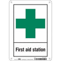 First Aid Station, 7 in W x 10 in H, Horizontal Rectangle, Aluminum, 471T57
