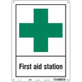 First Aid Station, 10 in W x 14 in H, Vertical Rectangle, Aluminum, 471T58