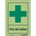 First Aid Station, 7 in W x 10 in H, Horizontal Rectangle, Glow Vinyl, 471T59