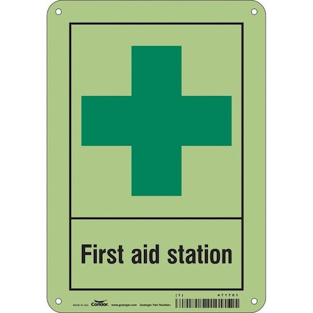 First Aid Station, 7 in W x 10 in H, Horizontal Rectangle, Polyethylene, 471T61