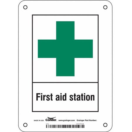 First Aid Station, Polyethylene, 7 in x 5 in, Mounting Holes