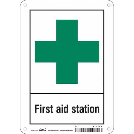 First Aid Station, 7 in W x 10 in H, Horizontal Rectangle, Polyethylene, 471T64