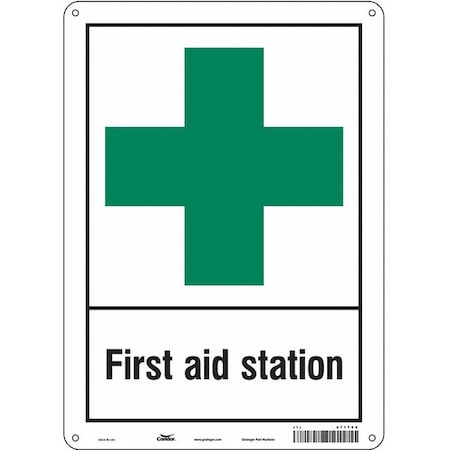 First Aid Station, 10 in W x 14 in H, Vertical Rectangle, Polyethylene, 471T65
