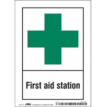 First Aid Station, 5 in W x 7 in H, Vertical Rectangle, Vinyl, 471T66