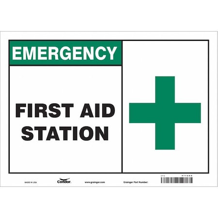 First Aid Station, 14 in W x 10 in H, Horizontal Rectangle, Vinyl, 471U82