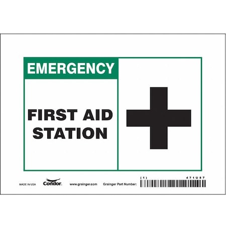 First Aid Station, 7 in W x 5 in H, Horizontal Rectangle, Vinyl, 471U87