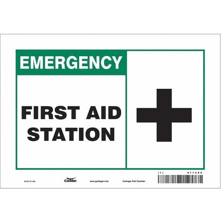 First Aid Station, 10 in W x 7 in H, Vertical Rectangle, Vinyl, 471U88