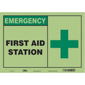 First Aid Station, 14 in W x 10 in H, Horizontal Rectangle, Glow Vinyl, 471U74