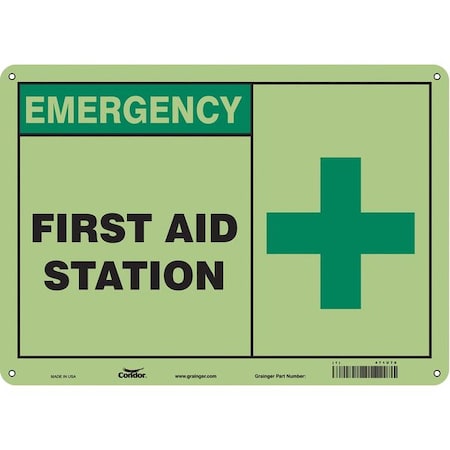 First Aid Station, 14 in W x 10 in H, Horizontal Rectangle, Polyethylene, 471U76