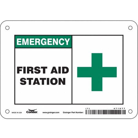 First Aid Station, 7 in W x 5 in H, Horizontal Rectangle, Polyethylene, 471U77