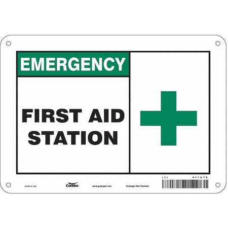 First Aid Station, 10 in W x 7 in H, Vertical Rectangle, Polyethylene, 471U78