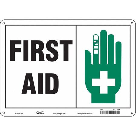 First Aid, 14 in W x 10 in H, Horizontal Rectangle, Polyethylene, 471U25