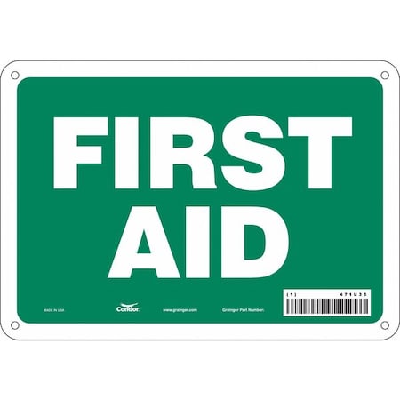 First Aid, 10 in W x 7 in H, Vertical Rectangle, Polyethylene, 471U35