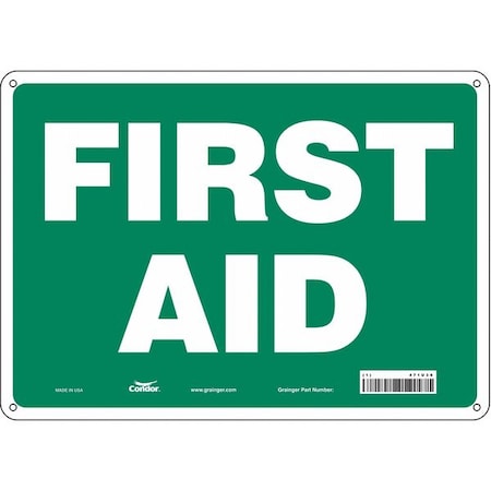 First Aid, 14 in W x 10 in H, Horizontal Rectangle, Polyethylene, 471U36