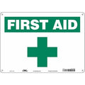 First Aid, 14 in W x 10 in H, Horizontal Rectangle, Aluminum, 471U49