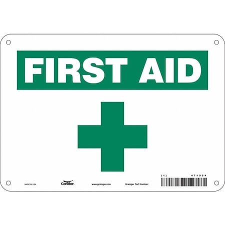 First Aid, 10 in W x 7 in H, Vertical Rectangle, Polyethylene, 471U54