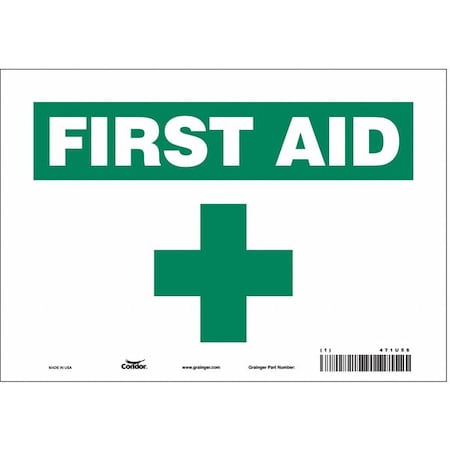 First Aid, 10 in W x 7 in H, Vertical Rectangle, Vinyl, 471U56