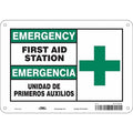 Emergency/Emergencia, First Aid Station/Unidad De Primeros Auxilios, 10 in x 7 in, Aluminum, 471V02