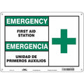 Emergency/Emergencia, First Aid Station/Unidad De Primeros Auxilios, 14 in x 10 in, Aluminum, 471V03