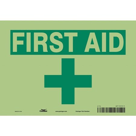 First Aid, 10 in W x 7 in H, Vertical Rectangle, Glow Vinyl, 471V11