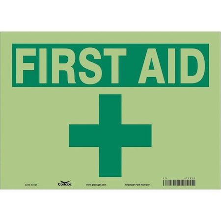 First Aid, 14 in W x 10 in H, Horizontal Rectangle, Glow Vinyl, 471V12